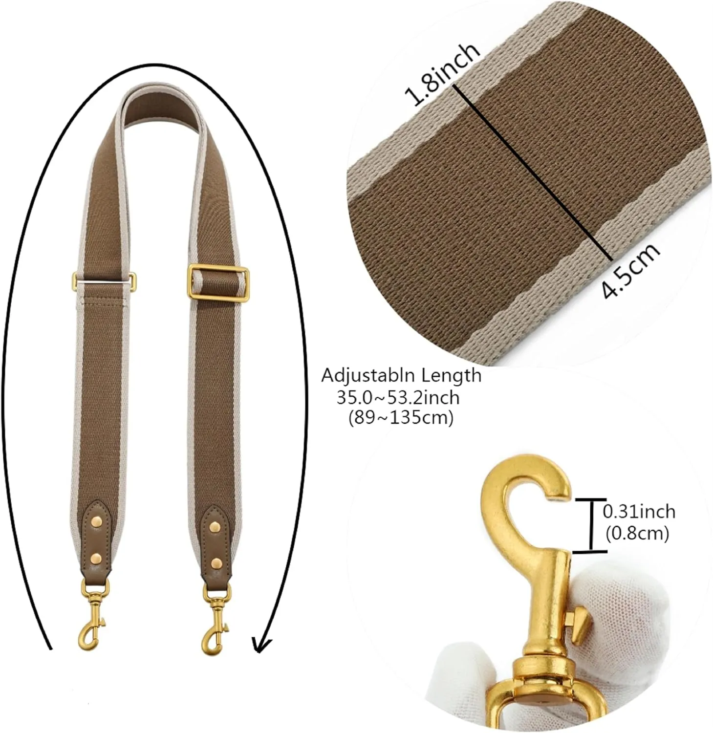 GOXTECH Purse Strap Replacement Crossbody Handbag Stripe Wide Adjustable