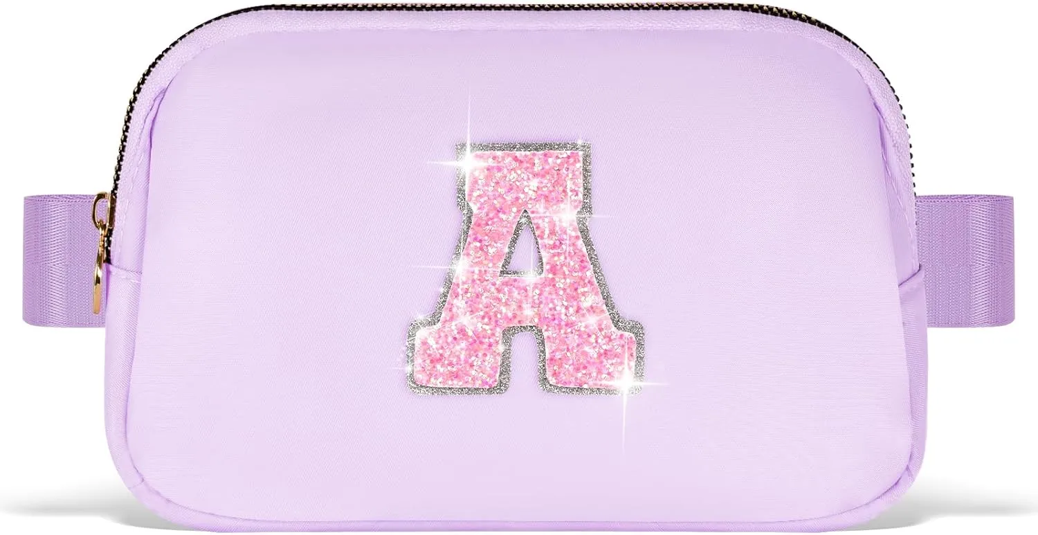 Graduation Gift for Teen Girls Kids Daughter Her - Birthday Gifts for 3 4 5 6 7 8 9 10 11 12 13 Year Old Girls,Fanny Pack Crossbody Bag Purse Belt Bag Cute Trendy Stuff | Lavender,Initial A