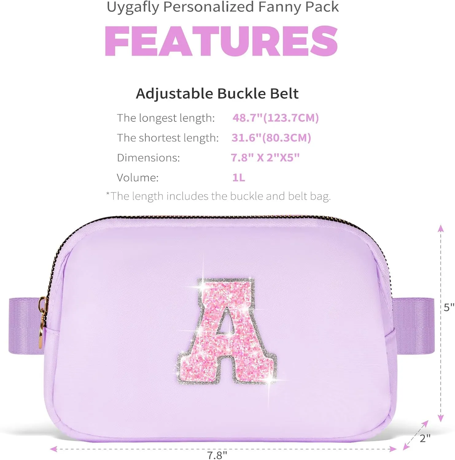 Graduation Gift for Teen Girls Kids Daughter Her - Birthday Gifts for 3 4 5 6 7 8 9 10 11 12 13 Year Old Girls,Fanny Pack Crossbody Bag Purse Belt Bag Cute Trendy Stuff | Lavender,Initial A