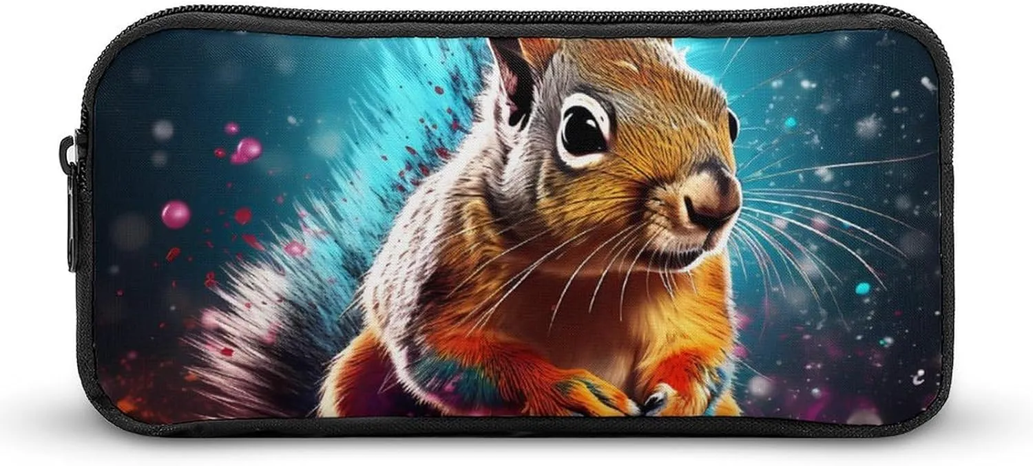 Graffiti Cute Chipmunk Pencil Case Cute Pencil Pouch Portable Pen Bag for Office Work