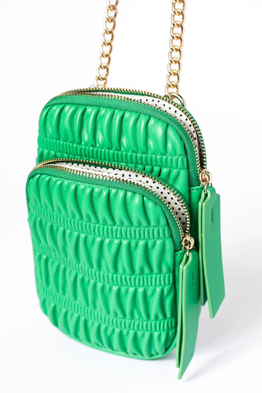 Green Ruched Crossbody Purse