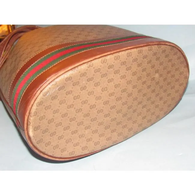 Gucci Vintage Small G Logo Print Coated Canvas And Leather With Red And Green