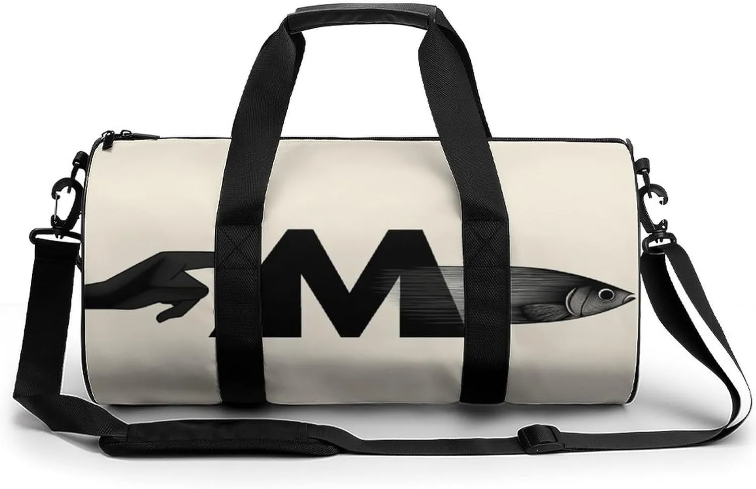 Gym Bag for Men Women Lightweight Sports Duffle Bag with Multiple Compartments Cylindrical Gym Bag for Fitness Travel And Outdoor Activities Ater Resistant Yoga Bag Training Bag Finger Fish