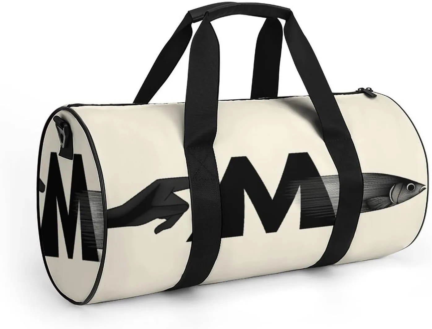 Gym Bag for Men Women Lightweight Sports Duffle Bag with Multiple Compartments Cylindrical Gym Bag for Fitness Travel And Outdoor Activities Ater Resistant Yoga Bag Training Bag Finger Fish