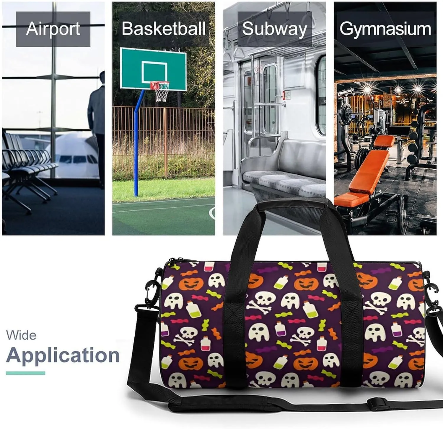 Gym Bag for Men Women Lightweight Sports Duffle Bag with Multiple Compartments Cylindrical Gym Bag for Fitness Travel And Outdoor Activities Ater Resistant Yoga Bag Training Bag Halloween