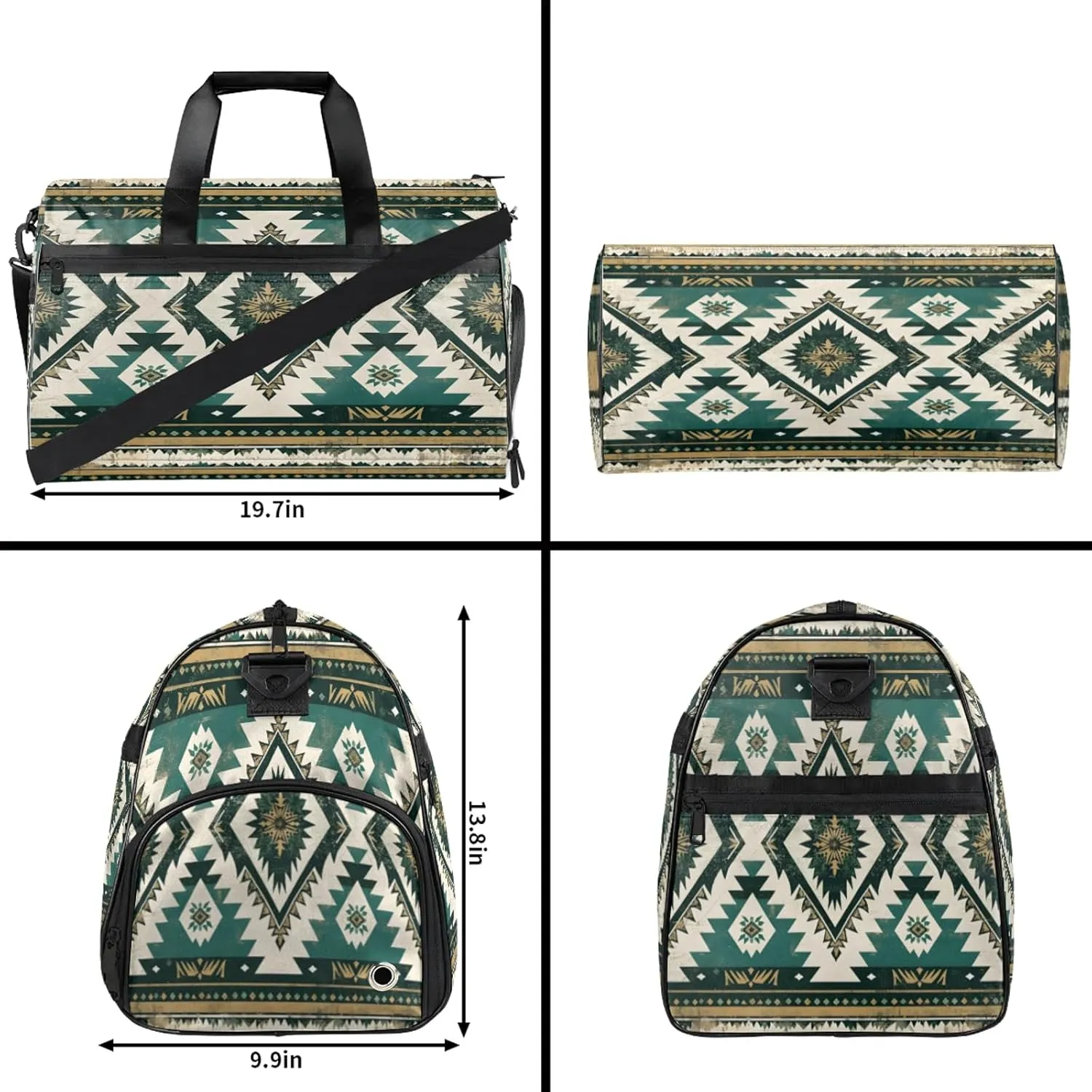 Gym Bag for Women Men Ethnic Colorful Bohemian Travel Duffle Bag with Shoe Compartment Waterproof Sports Tote Bags Large Overnight Weekender Bags for Travel Swimming Gym Yoga Dance