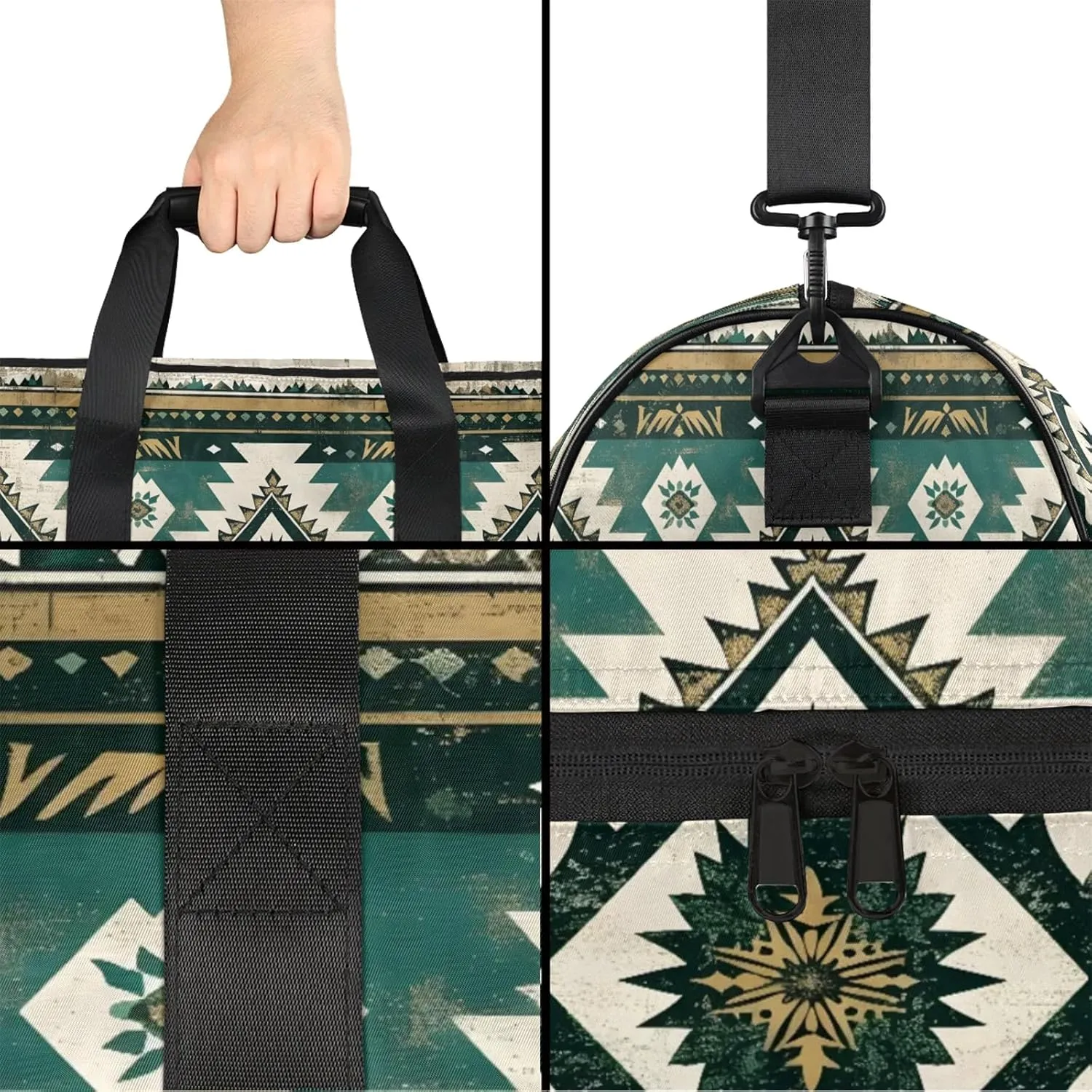 Gym Bag for Women Men Ethnic Colorful Bohemian Travel Duffle Bag with Shoe Compartment Waterproof Sports Tote Bags Large Overnight Weekender Bags for Travel Swimming Gym Yoga Dance