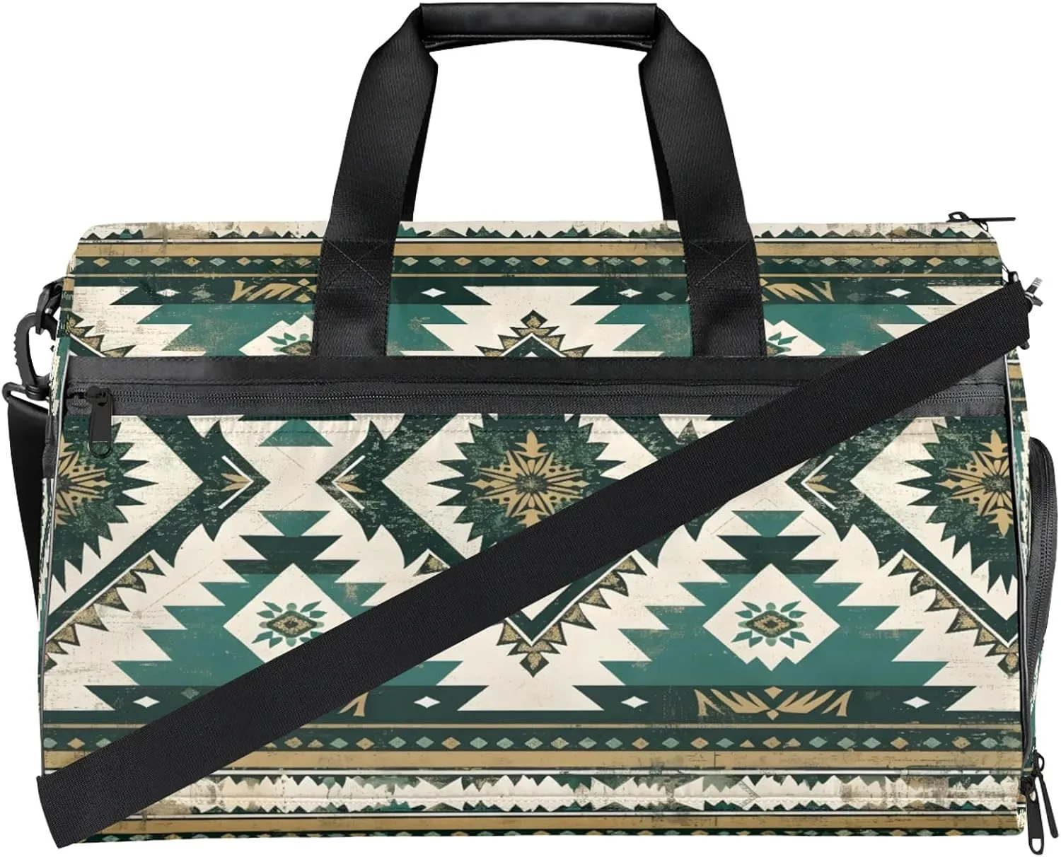 Gym Bag for Women Men Ethnic Colorful Bohemian Travel Duffle Bag with Shoe Compartment Waterproof Sports Tote Bags Large Overnight Weekender Bags for Travel Swimming Gym Yoga Dance