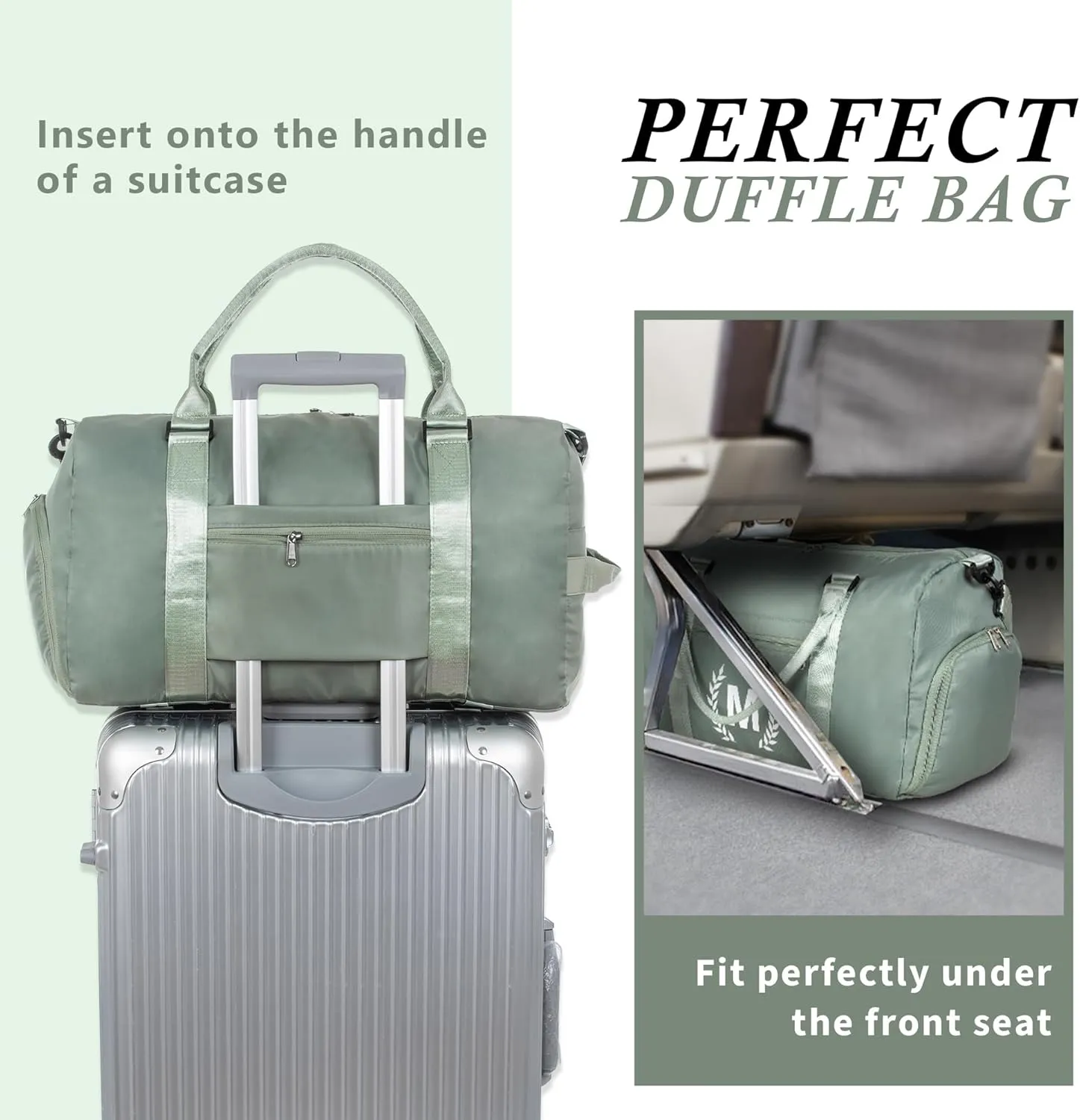 Gym Bag for Women, Personalized Duffle Bag with Shoe Compartment for Yoga & Dance with Wet Pocket and Mat Strap.