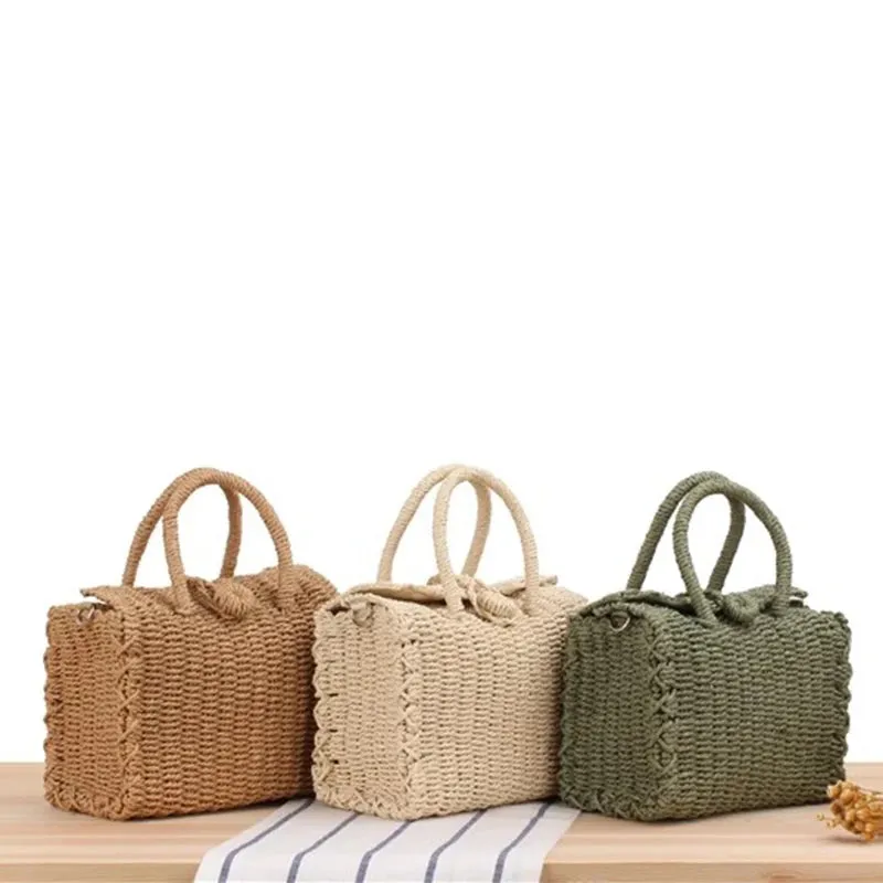 Handmade Bohemian Rattan Beach Bag - Woven Crossbody Tote for Women