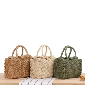 Handmade Bohemian Rattan Beach Bag - Woven Crossbody Tote for Women