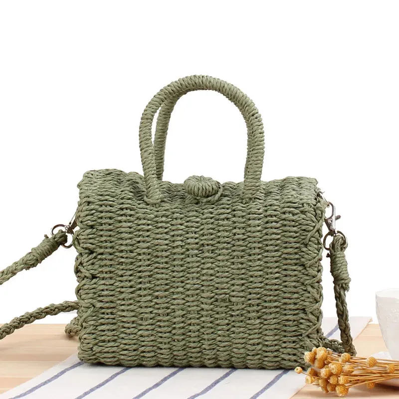 Handmade Bohemian Rattan Beach Bag - Woven Crossbody Tote for Women