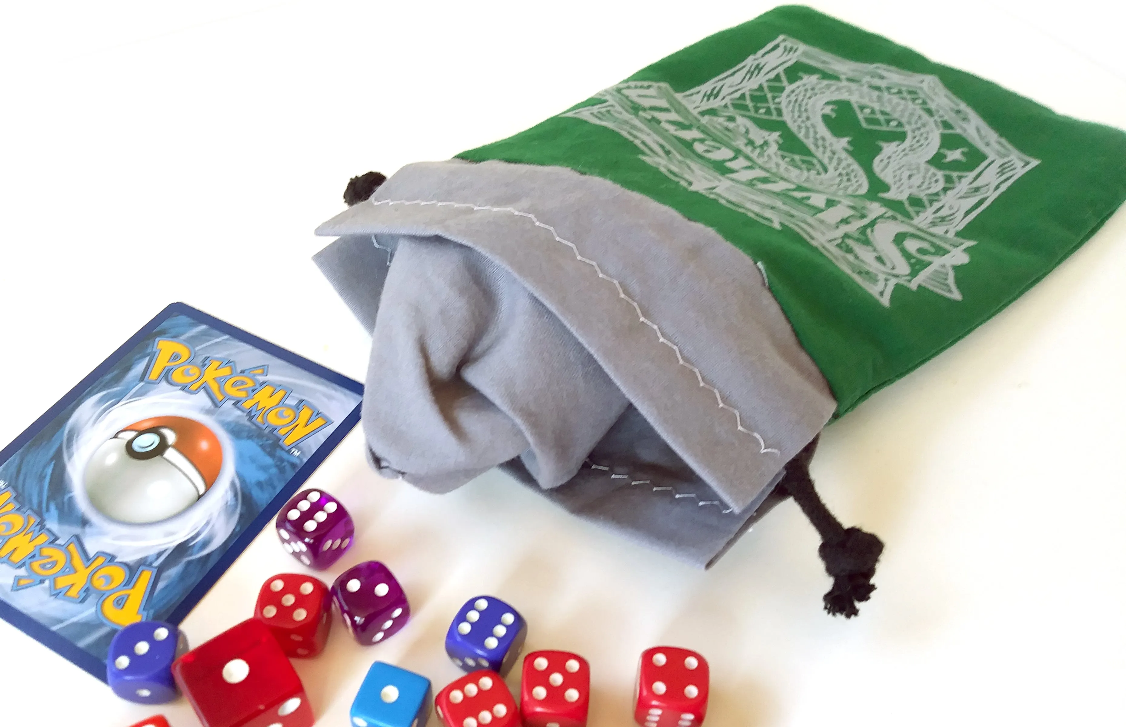 Handmade Drawstring bag - Printed Green Slytherin