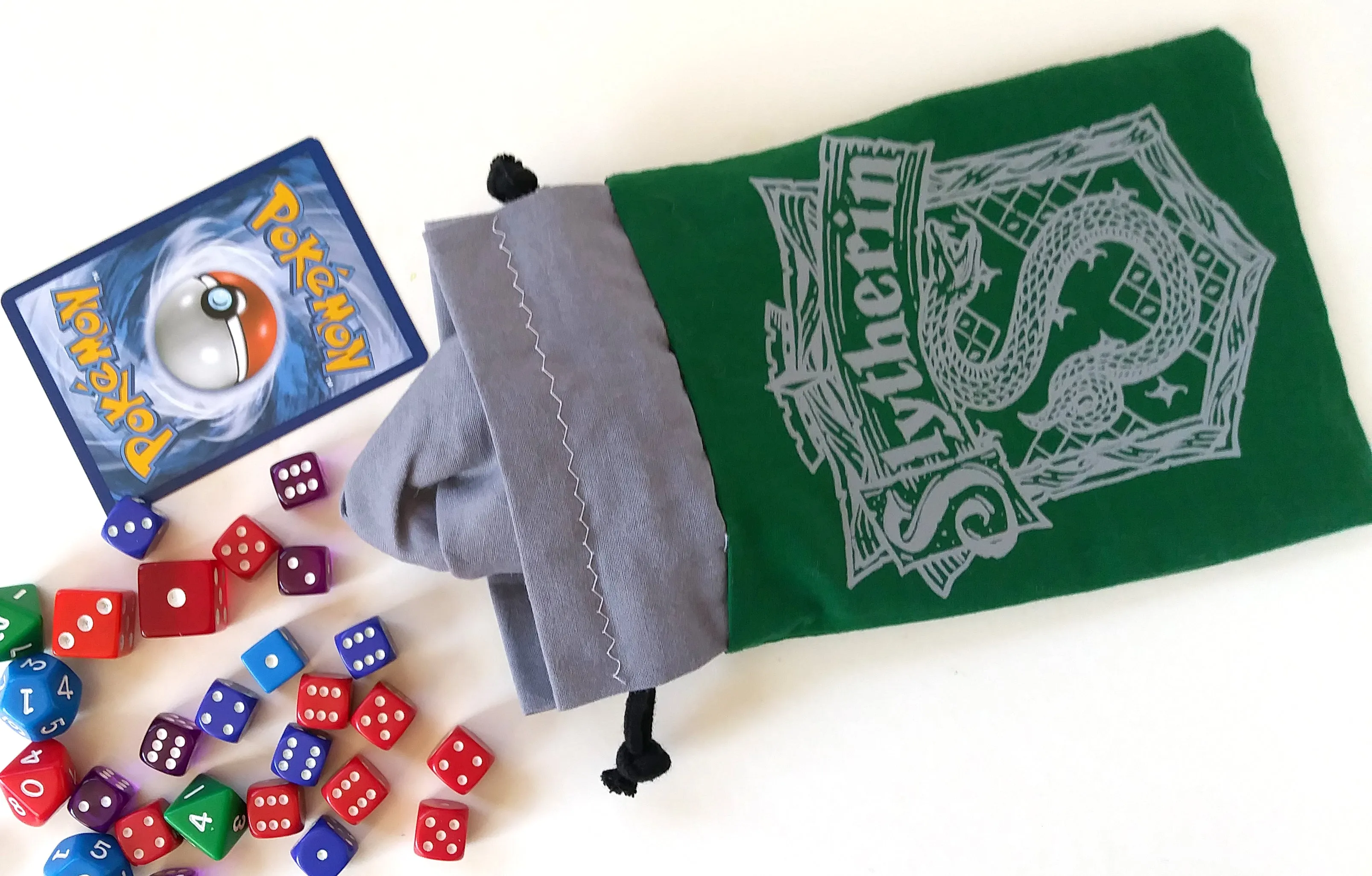 Handmade Drawstring bag - Printed Green Slytherin