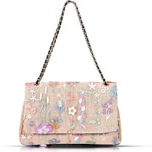 Handmade Embroidery Straw Tote Bag - Bohemian Shoulder Bag for Women - Large Capacity - Suitable for Vacation, Travel, Daily, Banquet