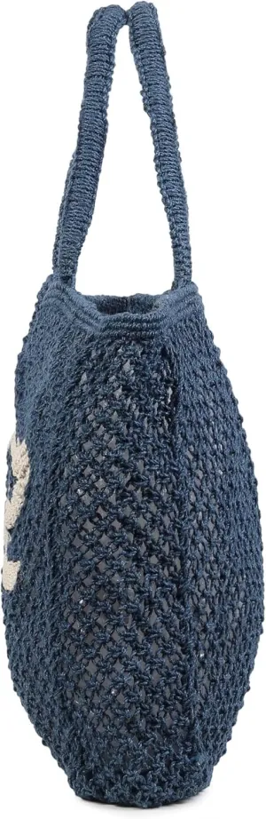 Handmade Jute & Crochet Tote Bag for Women – Sustainable Embroidered Shoulder Bag, Rectangular Woven Purse for Beach, Travel, Gifts & Everyday Use