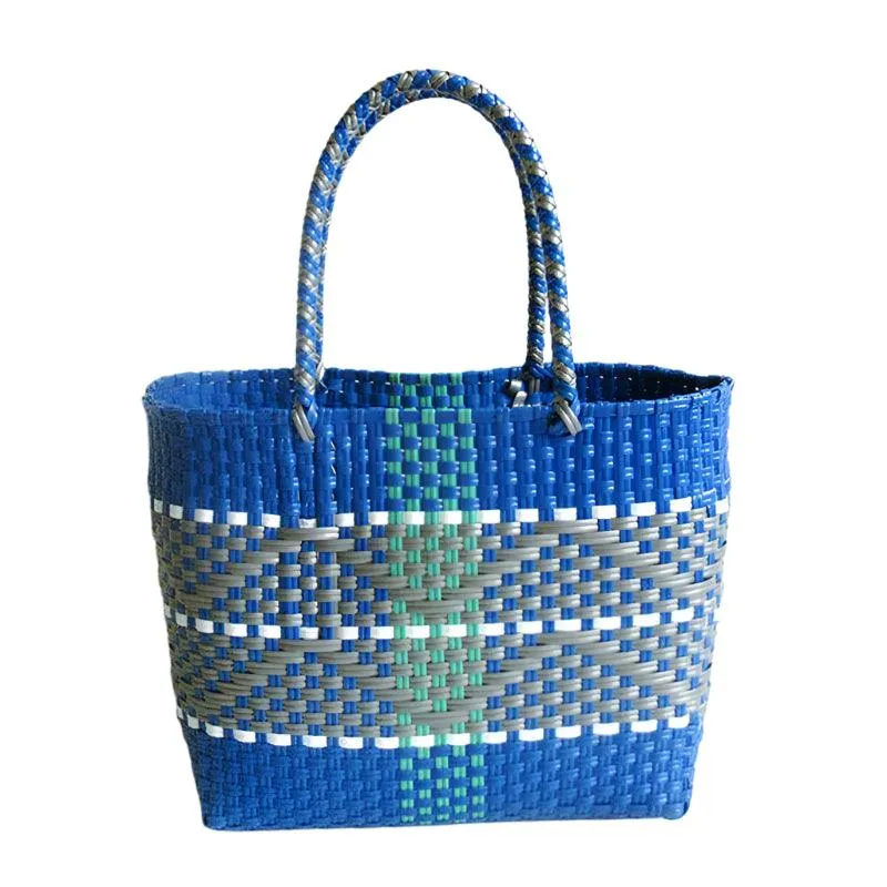 Handmade Plastic Woven Bohemian Tote – Summer Beach Shoulder Bag for Women