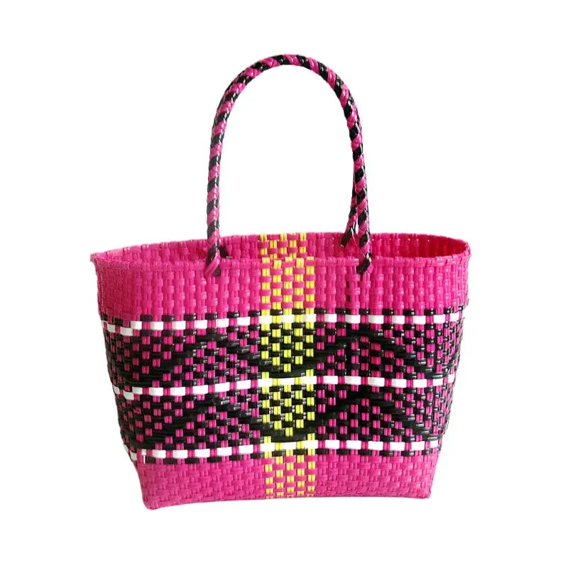 Handmade Plastic Woven Bohemian Tote – Summer Beach Shoulder Bag for Women
