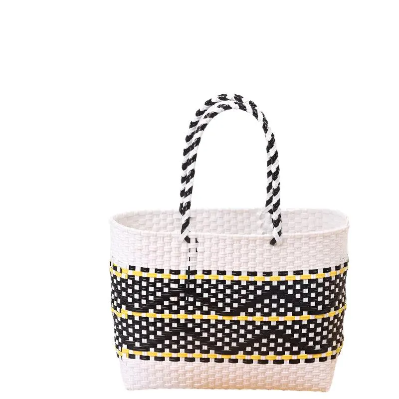 Handmade Plastic Woven Bohemian Tote – Summer Beach Shoulder Bag for Women