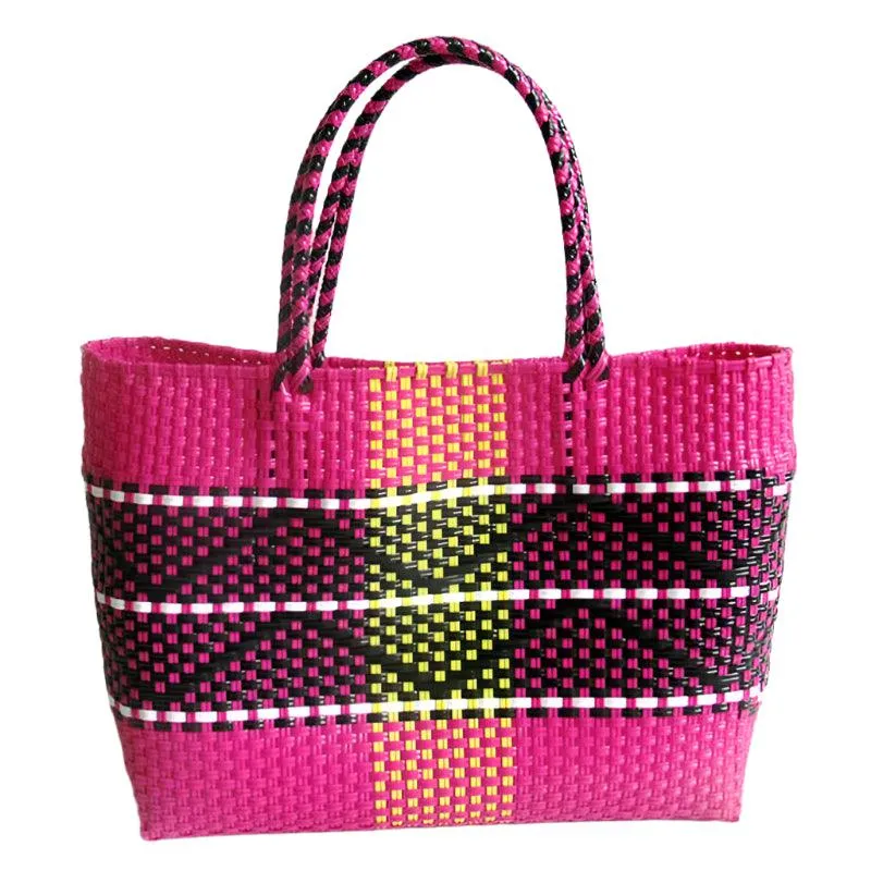 Handmade Plastic Woven Bohemian Tote – Summer Beach Shoulder Bag for Women