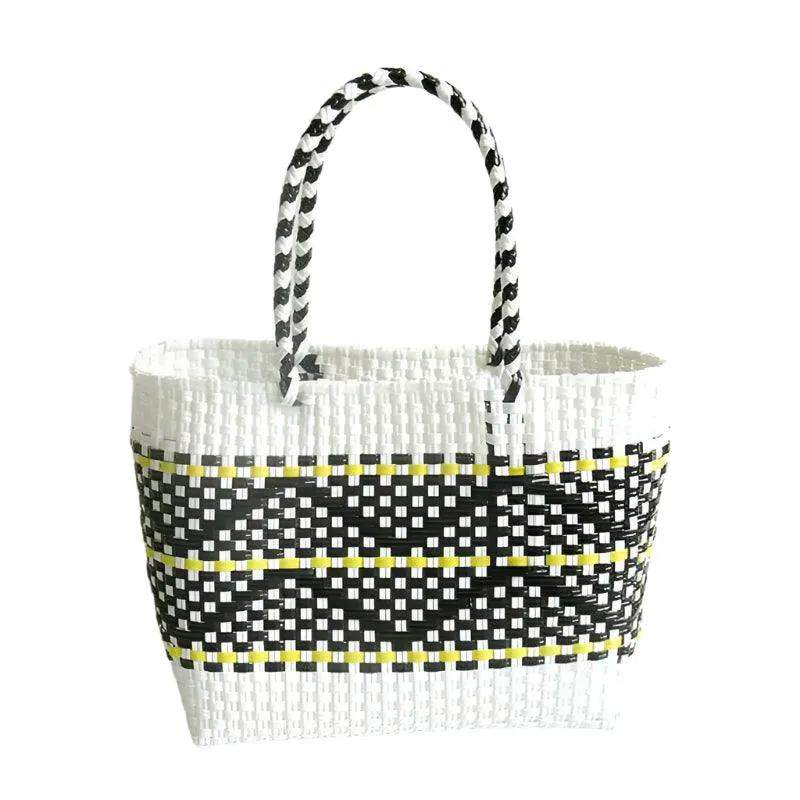 Handmade Plastic Woven Bohemian Tote – Summer Beach Shoulder Bag for Women