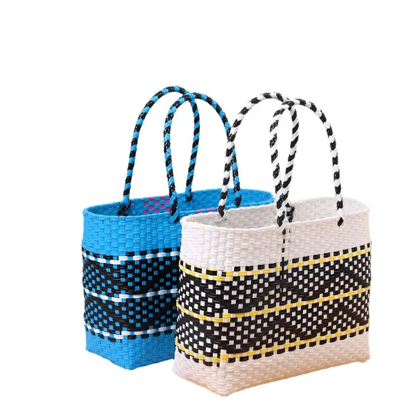 Handmade Plastic Woven Bohemian Tote – Summer Beach Shoulder Bag for Women