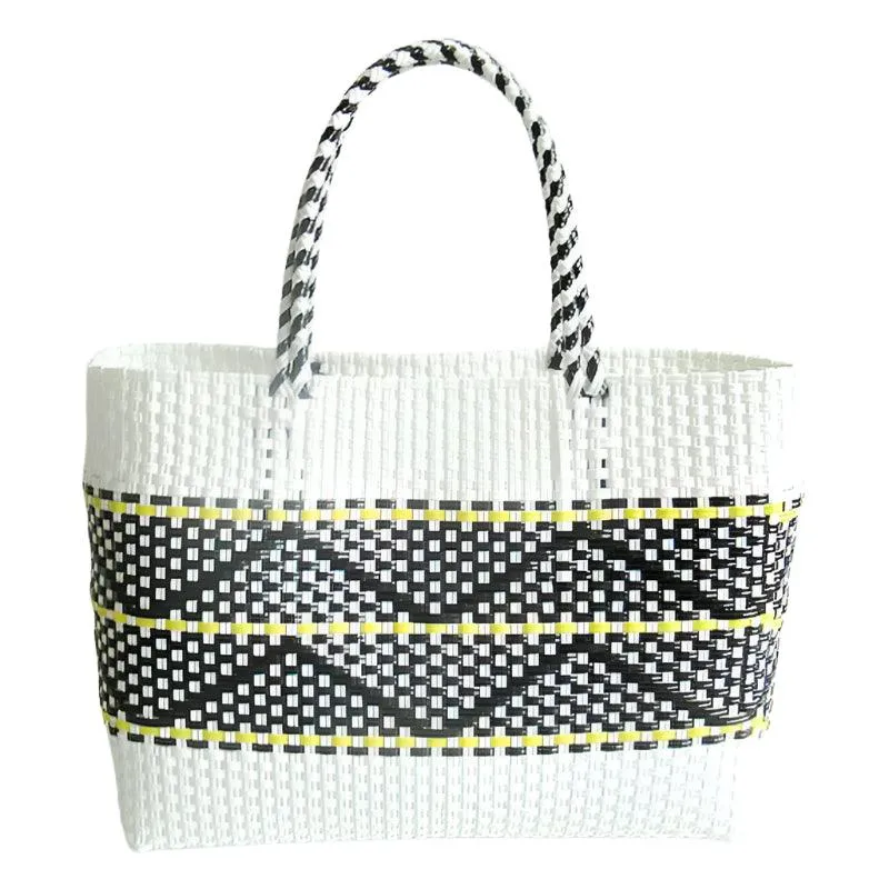 Handmade Plastic Woven Bohemian Tote – Summer Beach Shoulder Bag for Women