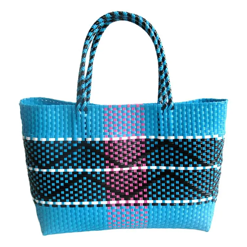 Handmade Plastic Woven Bohemian Tote – Summer Beach Shoulder Bag for Women