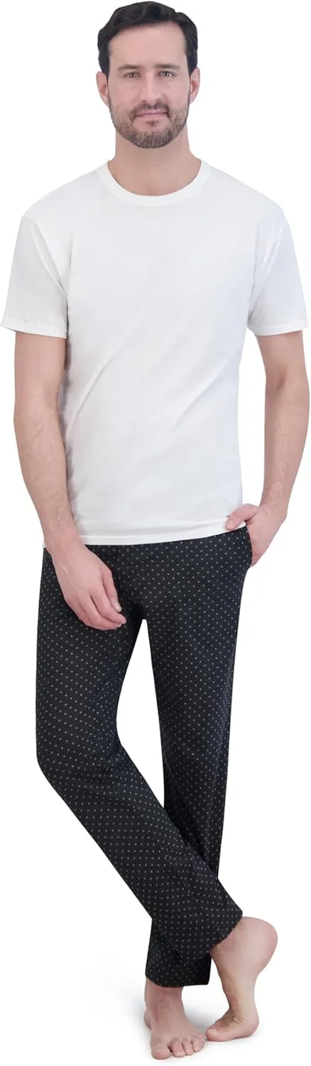 Hanes Men's ComfortSoft Cotton Printed Lounge Pants, 31" Inseam, Pockets, Drawstring/Elastic Waist