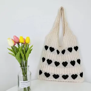 HEART KNIT TOTE BAG