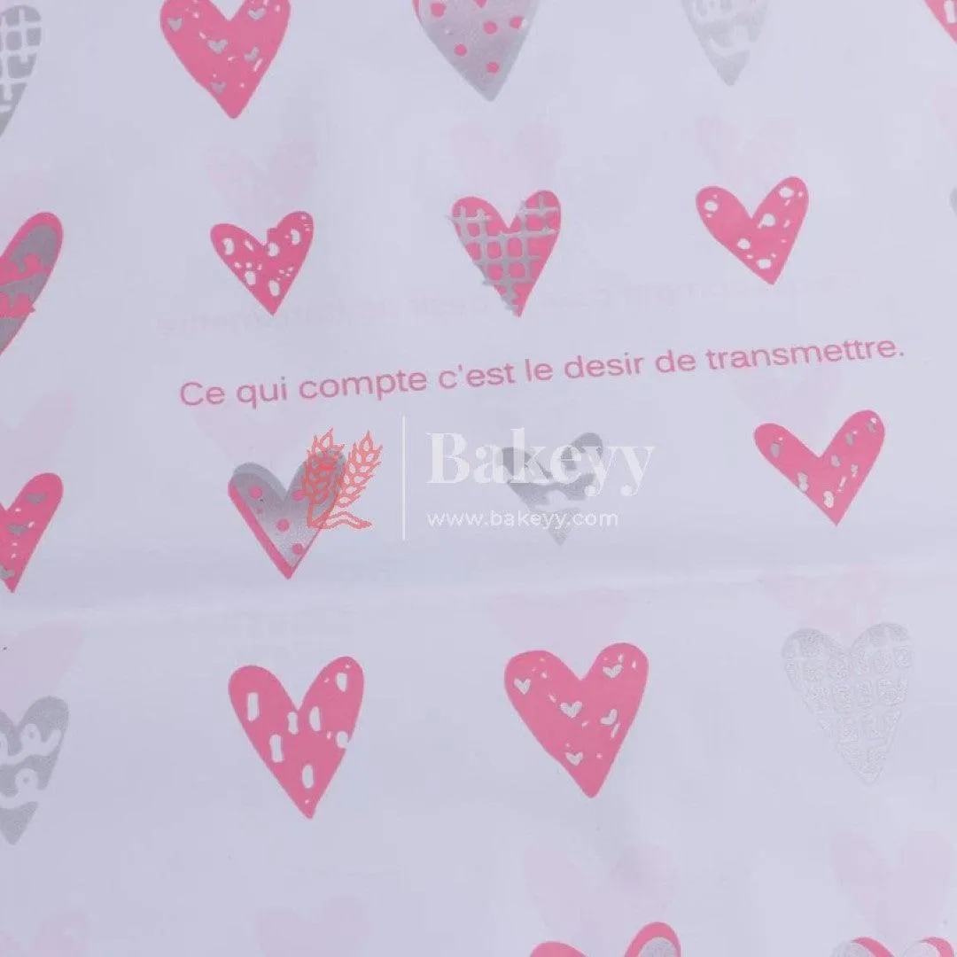 Hearts Plastic Stand Up Treat Favor Bags Gift Wrapper Bags for Candy Cookie Chocolate | Pack of 50 |