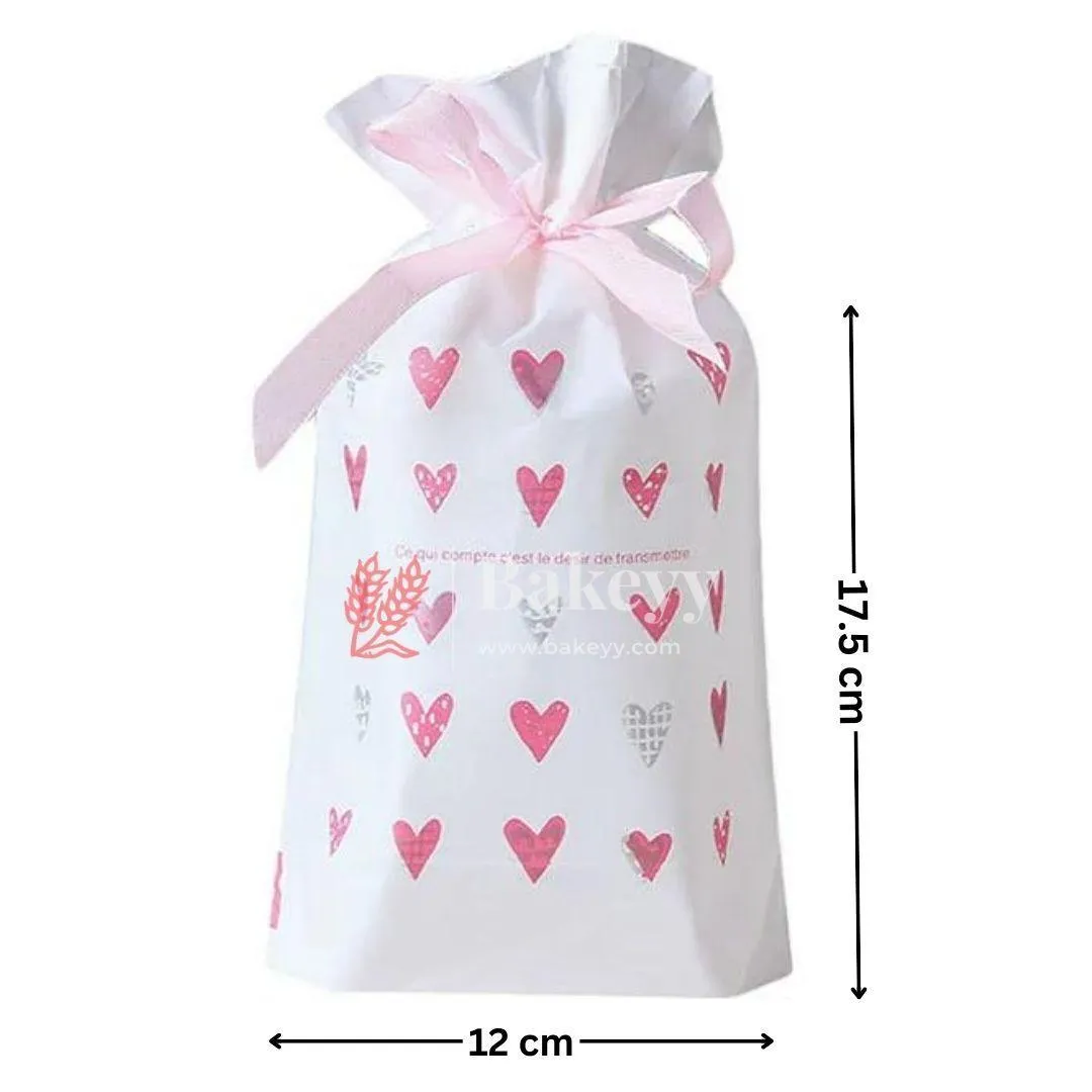 Hearts Plastic Stand Up Treat Favor Bags Gift Wrapper Bags for Candy Cookie Chocolate | Pack of 50 |