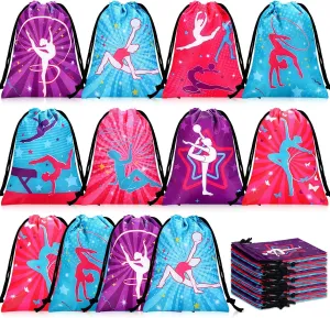 Honoson 24 Pcs Gymnastics Party Favors Bags Gymnastics Birthday Goodie Bags Candy Treat Gift Bags for Birthday Baby Shower Gymnasts Gift Party Supplies 7x5inchs