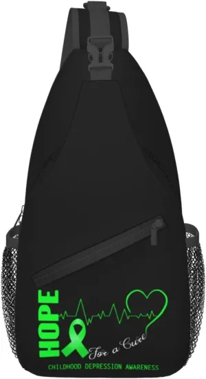 Hope For A Cure Childhood Depression Awareness Crossbody Bags For Women Men Chest Backpack Gym Shoulder Bag Travel Outdoor Sports Casual Crossbody Bags