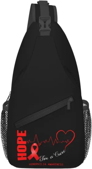 Hope For A Cure Hemophilia Awareness Crossbody Bags For Women Men Chest Backpack Gym Shoulder Bag Travel Outdoor Sports Casual Crossbody Bags