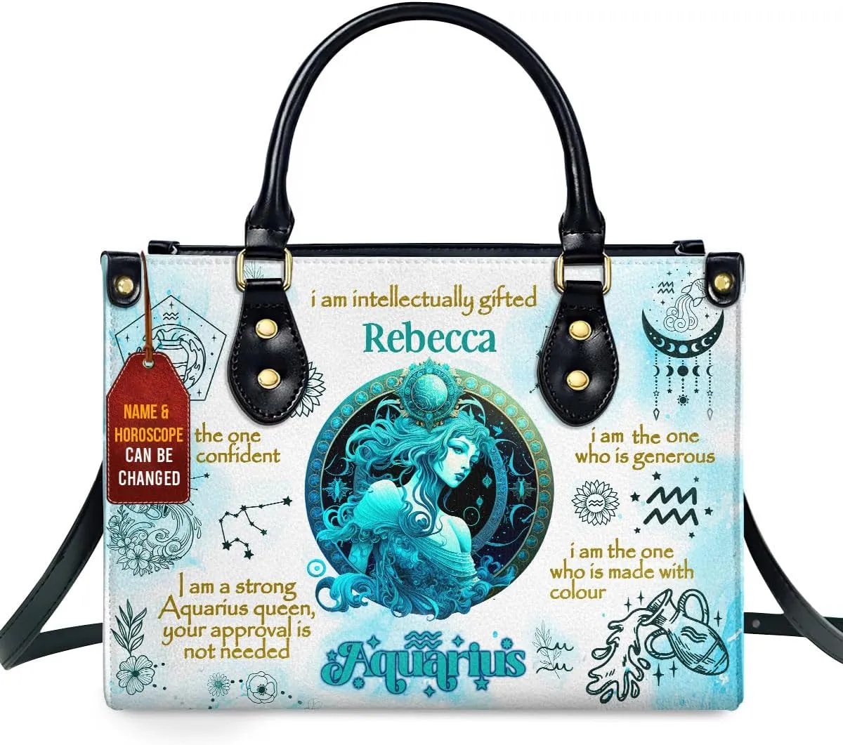 Horoscope - Personalized Leather Handbag For Women, Bohemian, Zodiac, Birthday Gifts - Mothers Day Gifts For Women