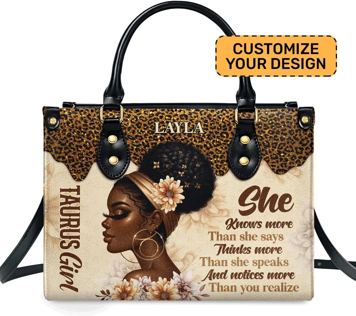 Horoscope - Personalized Leather Handbag For Women, Bohemian, Zodiac, Birthday Gifts - Mothers Day Gifts For Women
