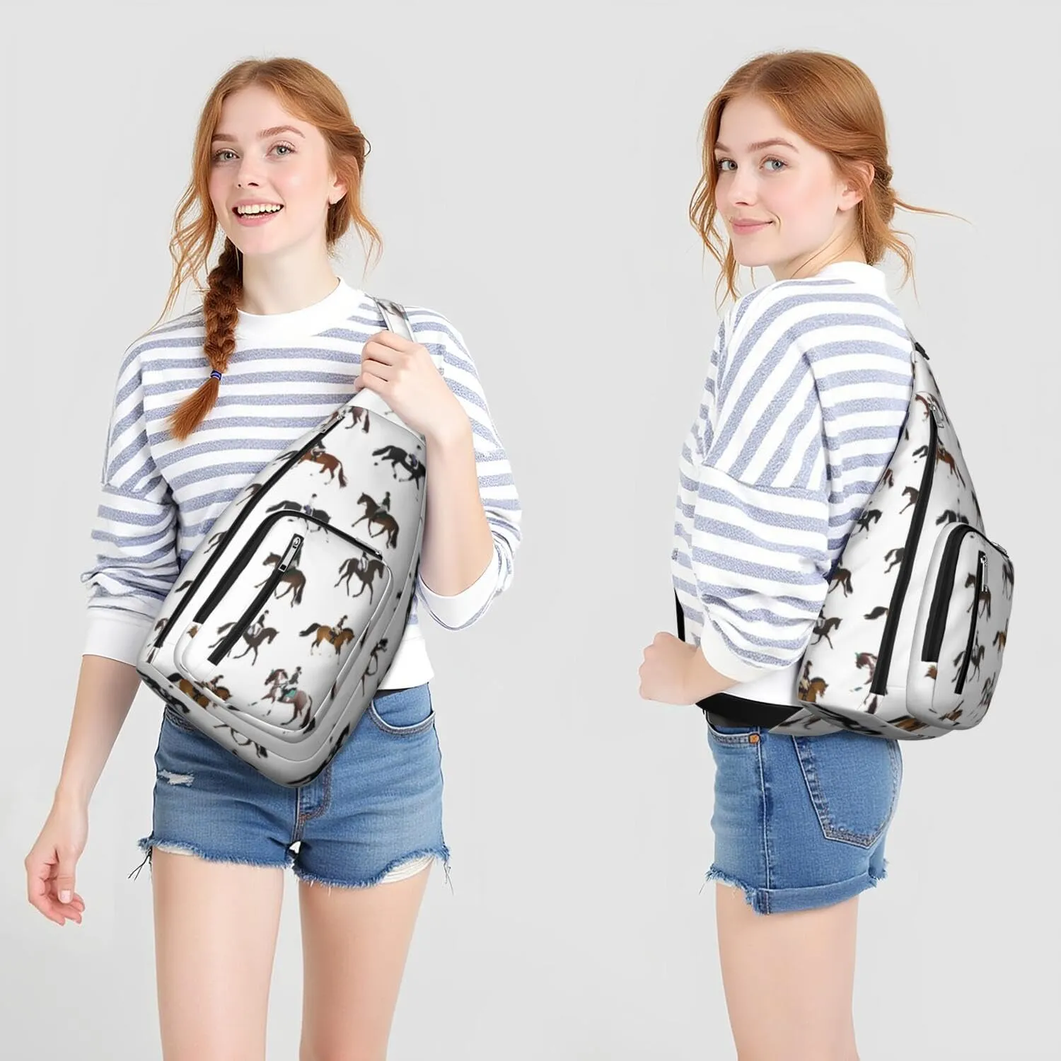 Horse Crossbody Bag Daypack for Women Men Lightweight Waterproof Sling Bag Backpack Hiking Cycling
