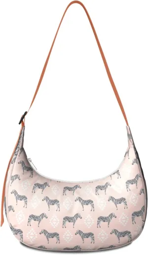 Horse Sling Crossbody Bag for Women Crescent Bag with Adjustable Strap Waterproof Nylon Pony Floral Shoulder Bag for Daily