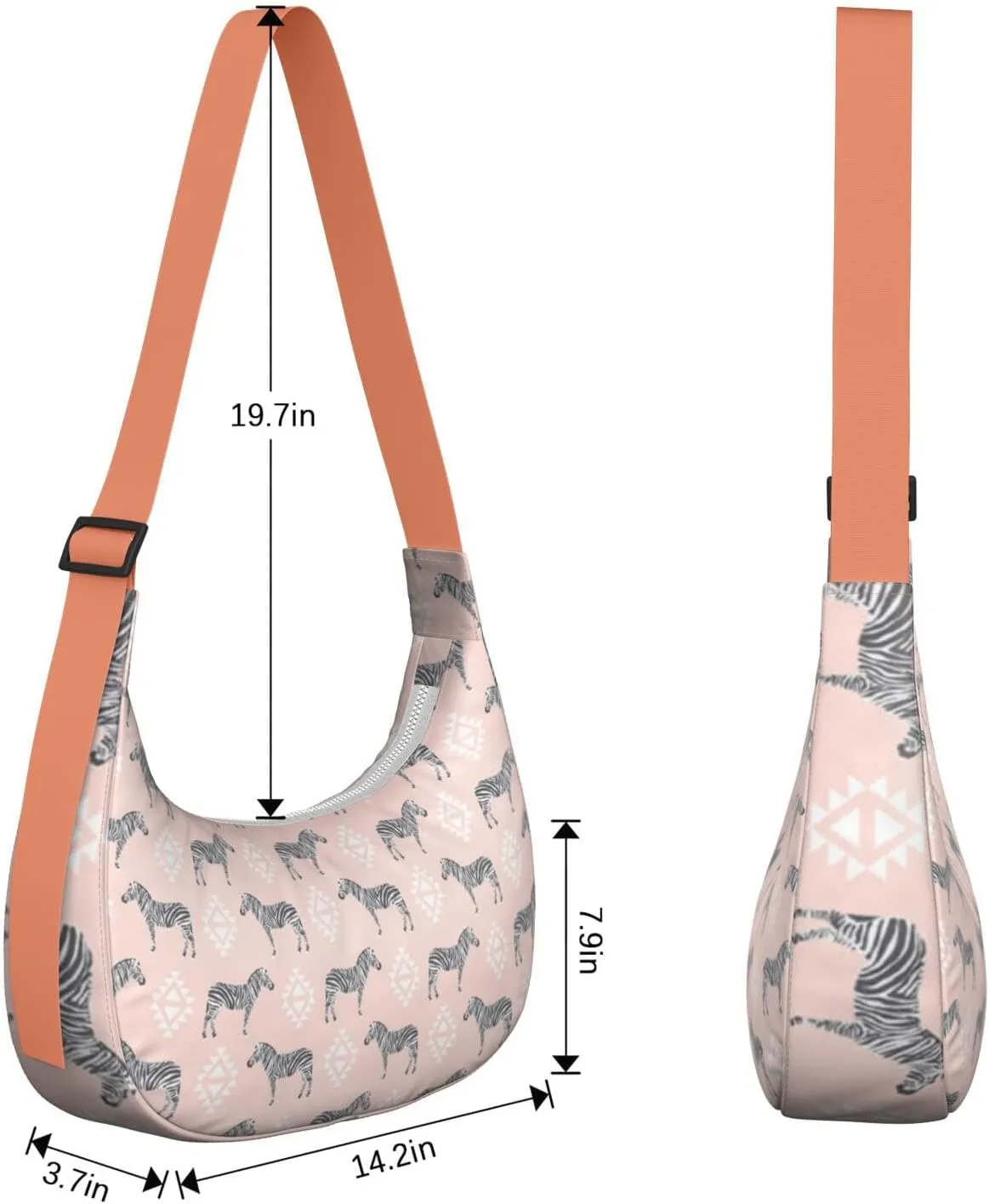 Horse Sling Crossbody Bag for Women Crescent Bag with Adjustable Strap Waterproof Nylon Pony Floral Shoulder Bag for Daily