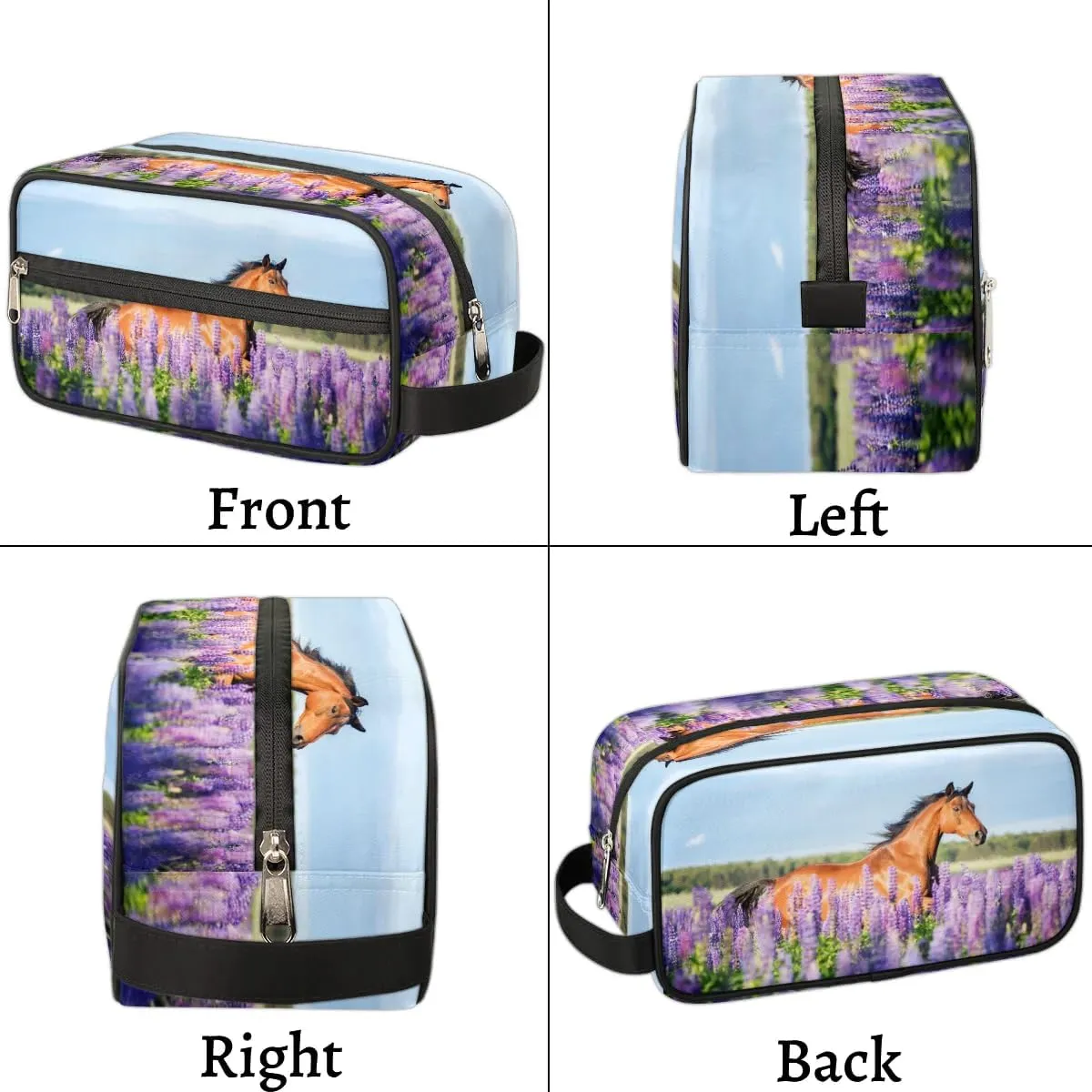 Horse Travel Toiletry Bag for Women Men Small Cosmetic Makeup Organizer Water Resistant Shaving Bag Portable Make Up Bag Storage Bags with Handle