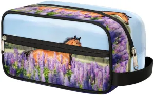 Horse Travel Toiletry Bag for Women Men Small Cosmetic Makeup Organizer Water Resistant Shaving Bag Portable Make Up Bag Storage Bags with Handle