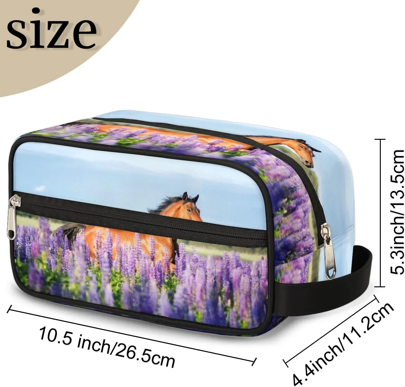Horse Travel Toiletry Bag for Women Men Small Cosmetic Makeup Organizer Water Resistant Shaving Bag Portable Make Up Bag Storage Bags with Handle