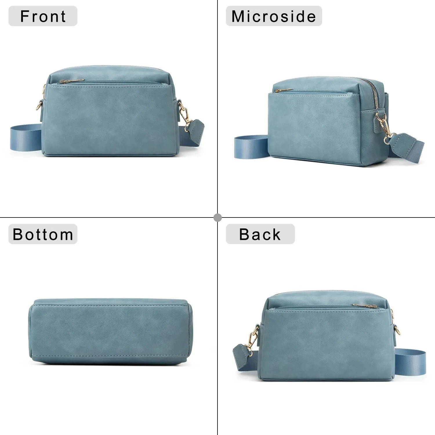 HUA ANGEL Small Crossbody Bags for Women Leather Cellphone Shoulder Handbags Triple Zip Satchel Purse with Adjustable Strap
