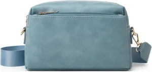 HUA ANGEL Small Crossbody Bags for Women Leather Cellphone Shoulder Handbags Triple Zip Satchel Purse with Adjustable Strap