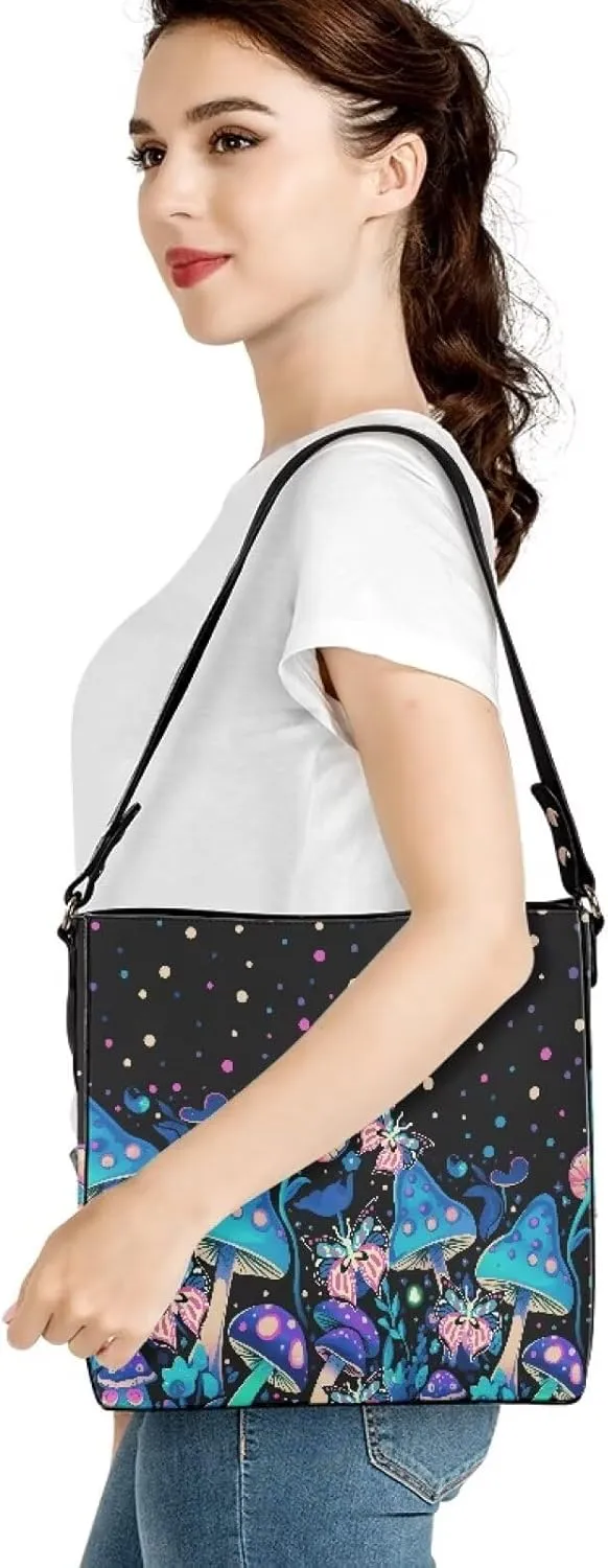 HUGS IDEA Boho Bags for Women Leather Handbag Shoulder Bucket Crossbody Purse