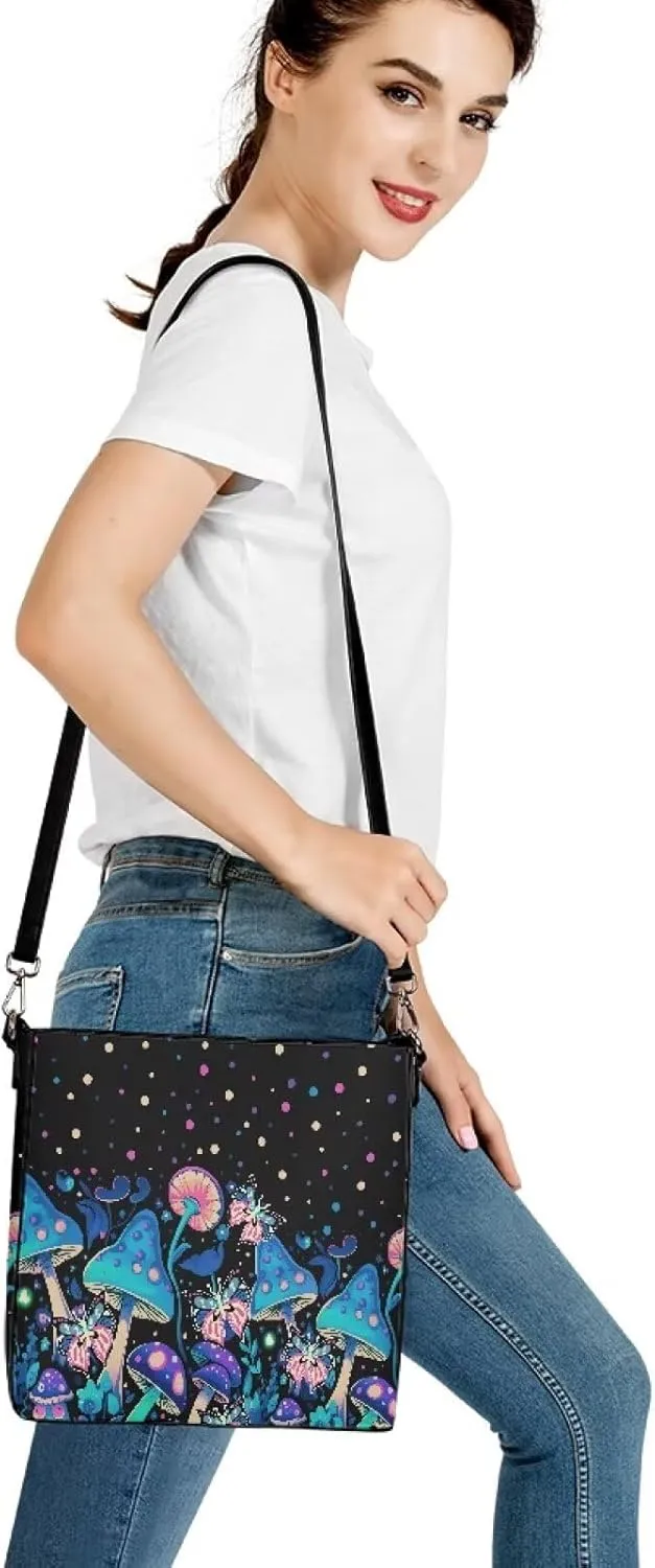 HUGS IDEA Boho Bags for Women Leather Handbag Shoulder Bucket Crossbody Purse