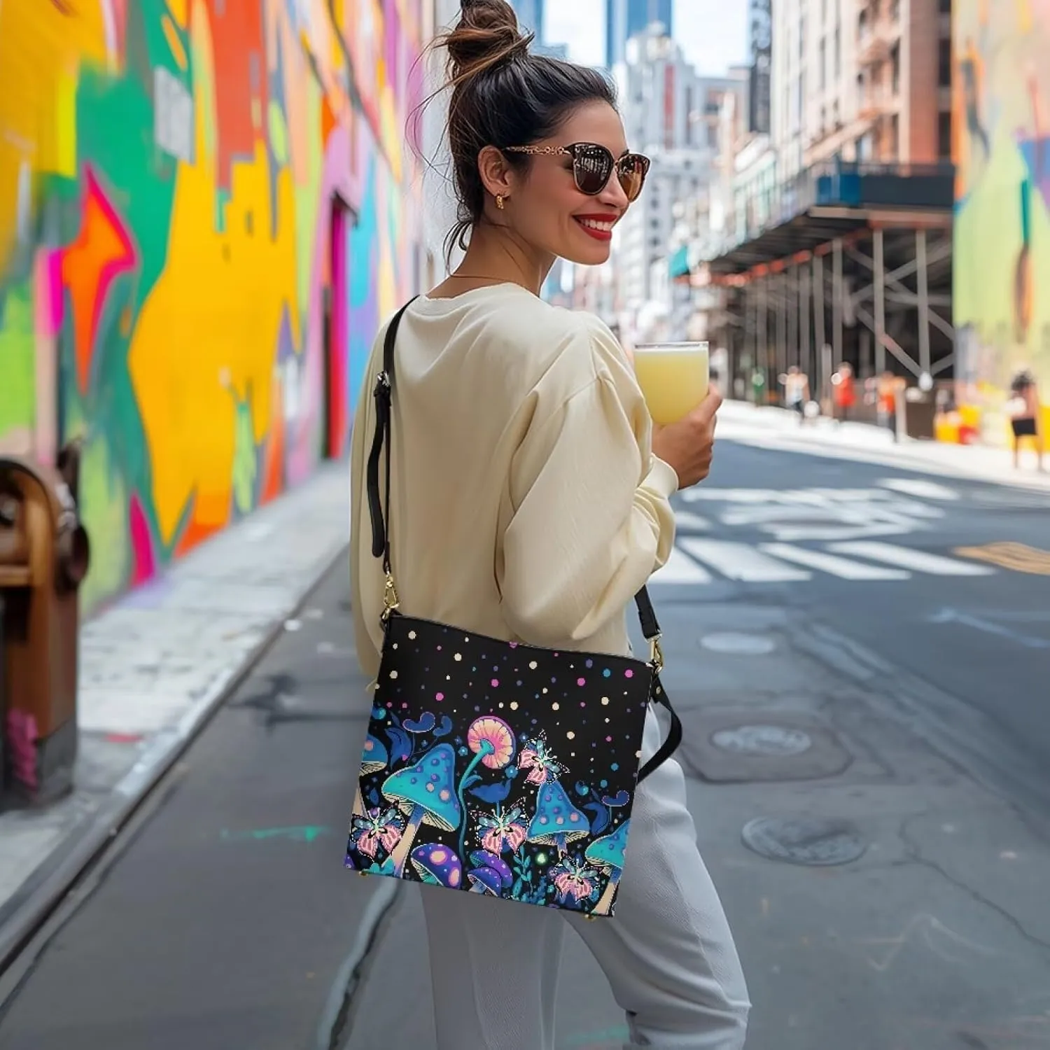 HUGS IDEA Boho Bags for Women Leather Handbag Shoulder Bucket Crossbody Purse