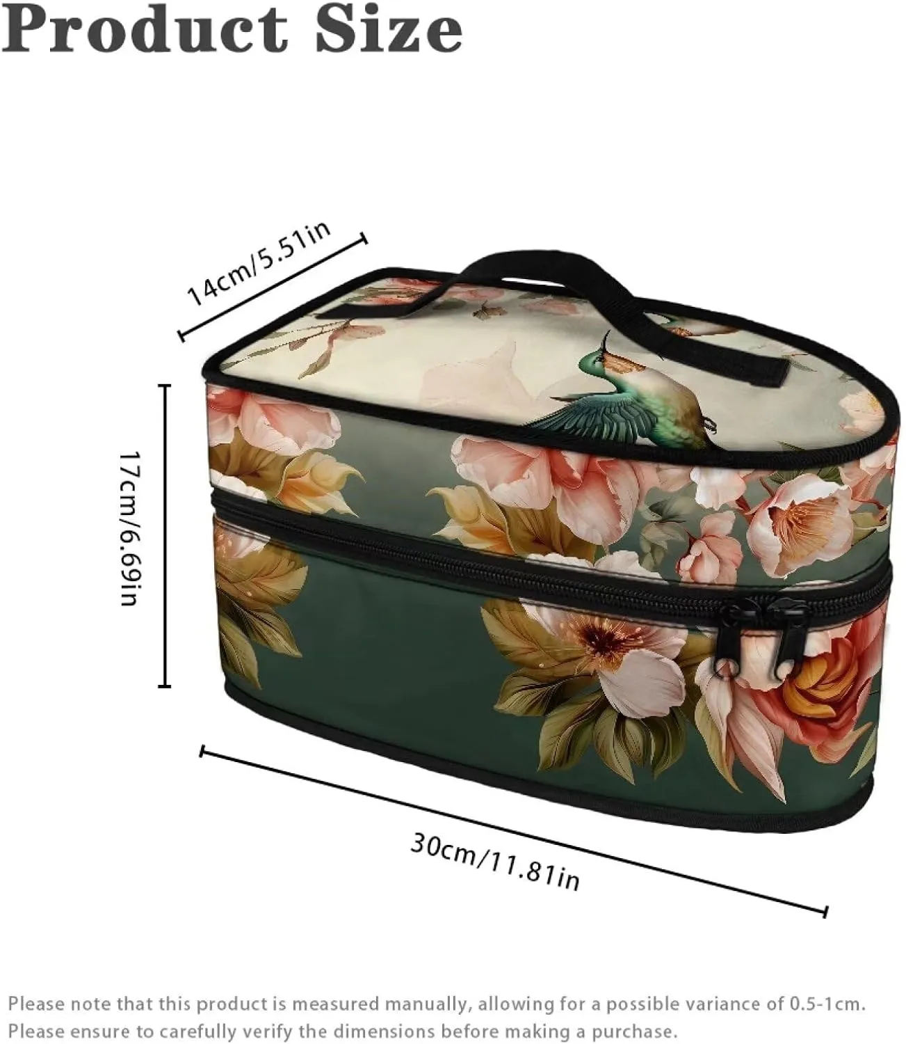 Hummingbird Iron Storage Case Carry Bag for Full-Size Irons Flower Dustproof Travel Irons Carrying Organizer with Handle & Zipper Closure,Bag Only