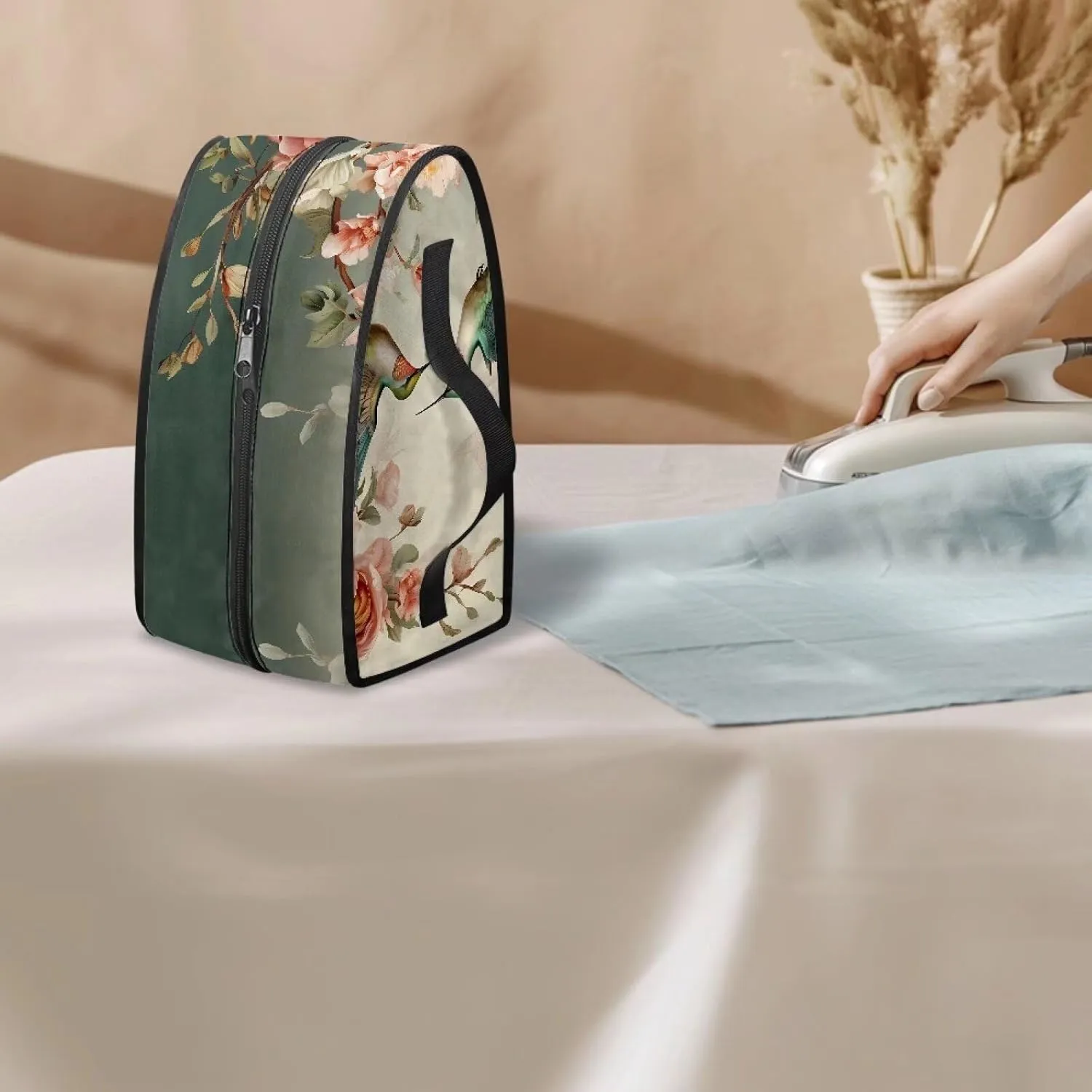 Hummingbird Iron Storage Case Carry Bag for Full-Size Irons Flower Dustproof Travel Irons Carrying Organizer with Handle & Zipper Closure,Bag Only